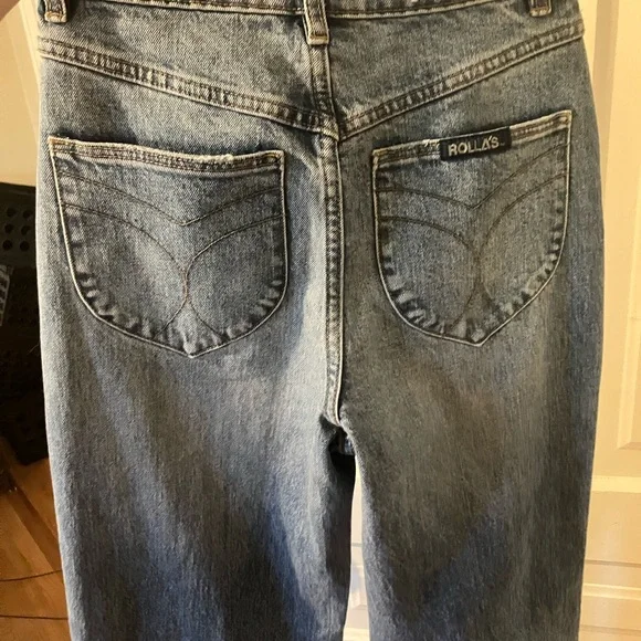 ROLLA'S Blue Wide Straight Leg Heidi Jeans - Picture 4 of 5